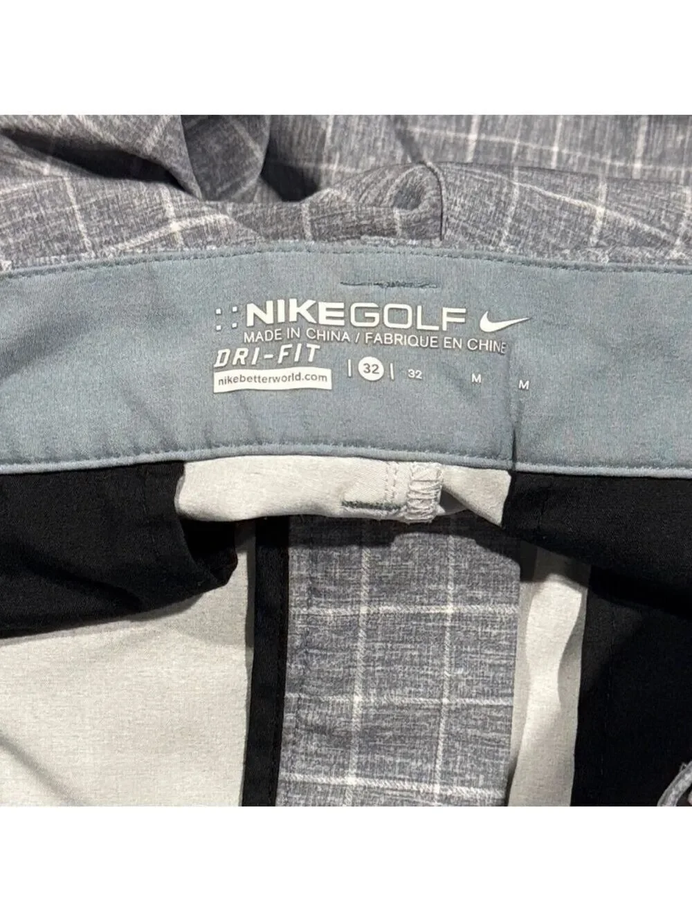 Nike Golf Men's Gray Checkered Shorts